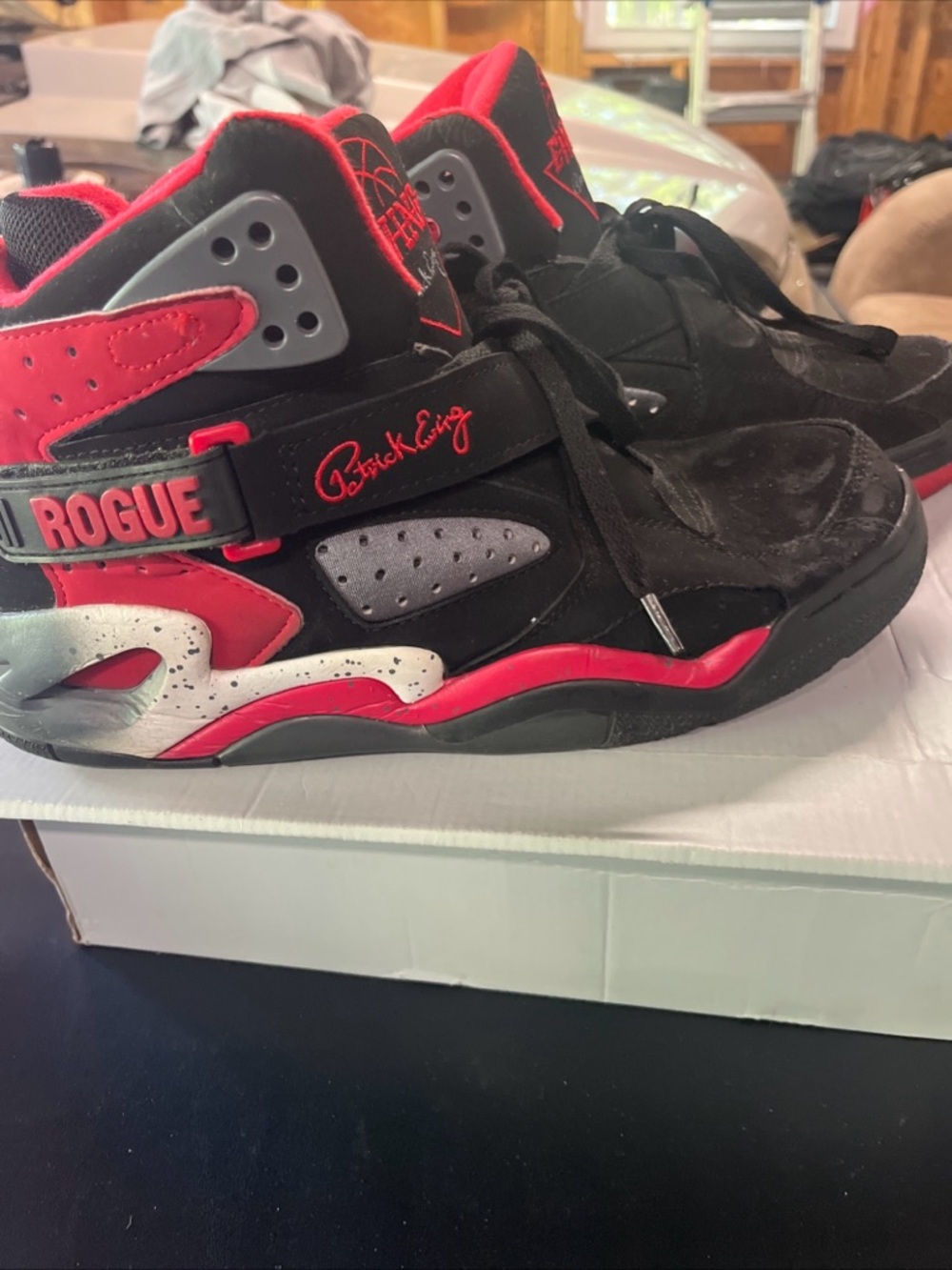Rogue Kids Black and Red High-Top Sneakers with Silver Accents
